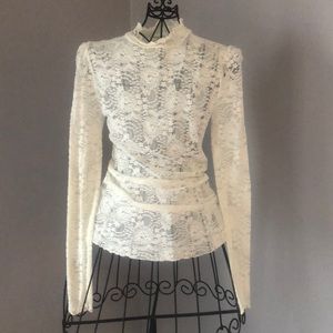 Free People White Lace Top